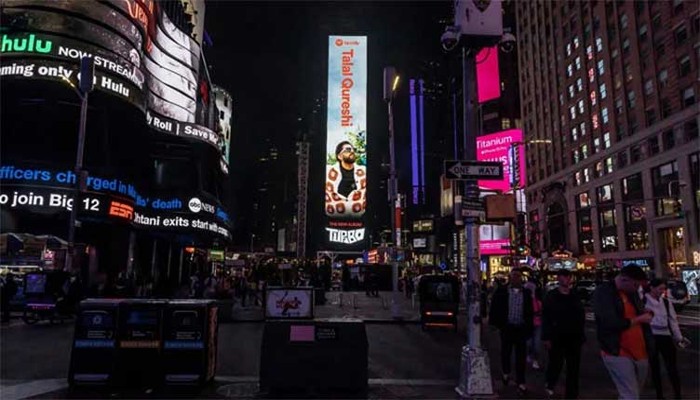 Times Square First Pakistan Rapper Pakistani musician Talal Qureshi spotlighted in New York's Times Square ...
