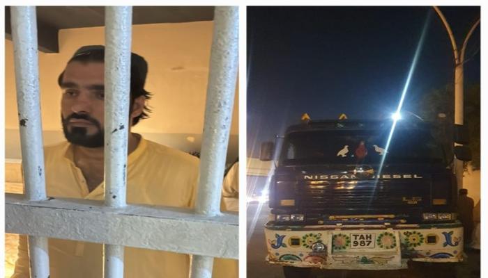 Dumper driver arrested who fled after hitting police vehicle on Sharea Faisal