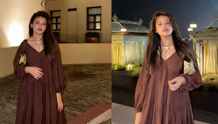 Zara Noor Abbas latest brown trendy outfit look in Qatar