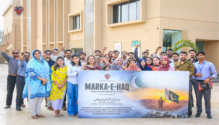 Glowing tributes were paid to the armed forces on the eve of “Marka-e-Haq” by Greenwich University.