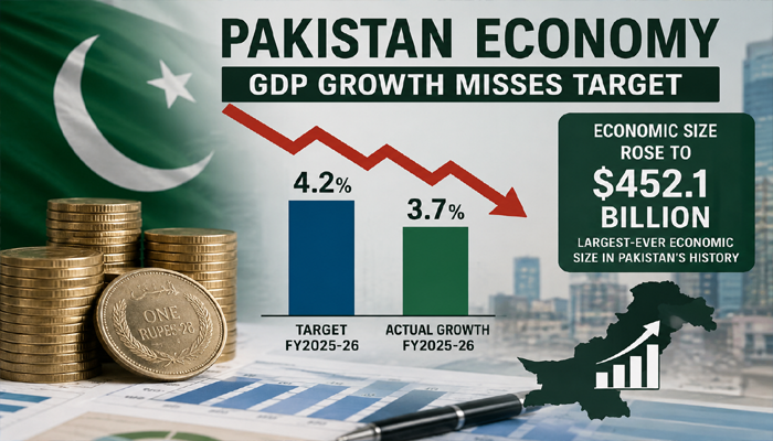 Pakistan GDP growth misses target in FY2025-26