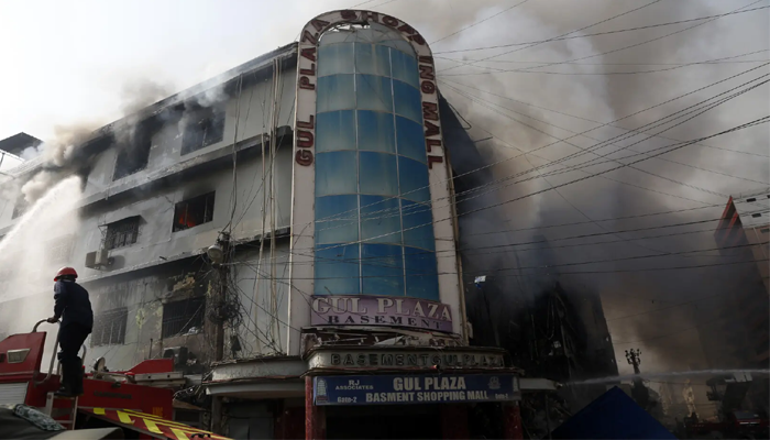 Karachi’s Gul Plaza fire continues to burn as death toll rises to six and 56 people remain missing